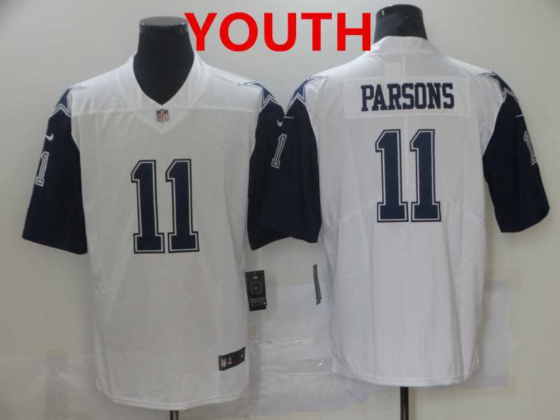 Youth Dallas Cowboys #11 Micah Parsons White 2021 Color Rush Stitched NFL Nike Limited Jersey->youth nfl jersey->Youth Jersey